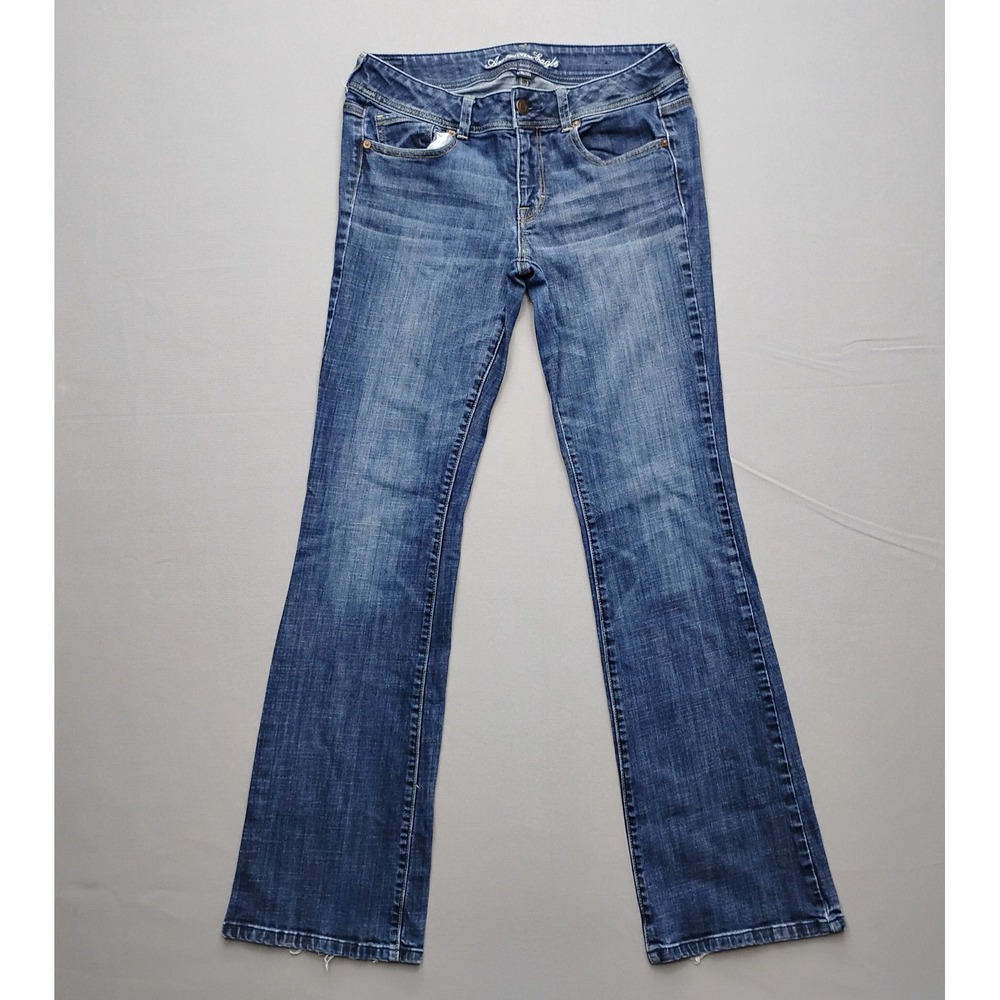 American Eagle Original Boot Jeans Womens 12 X-Long Blue Stretch Denim